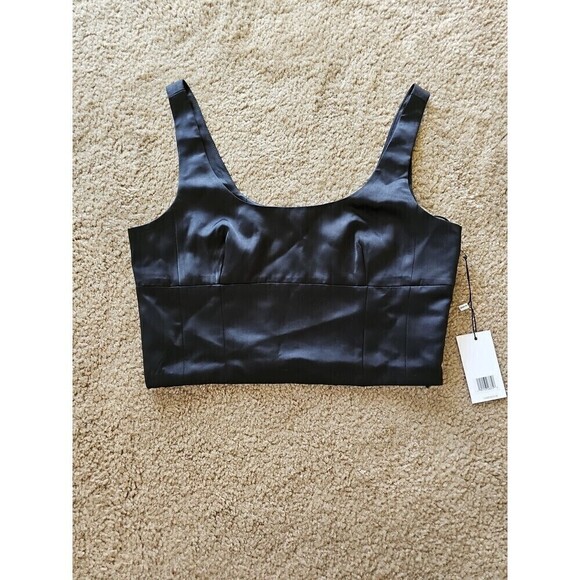 Jason Wu Crop Top Women’s Size Small Black Sleeveless Satin Side Zipper NEW $195 - Picture 1 of 7